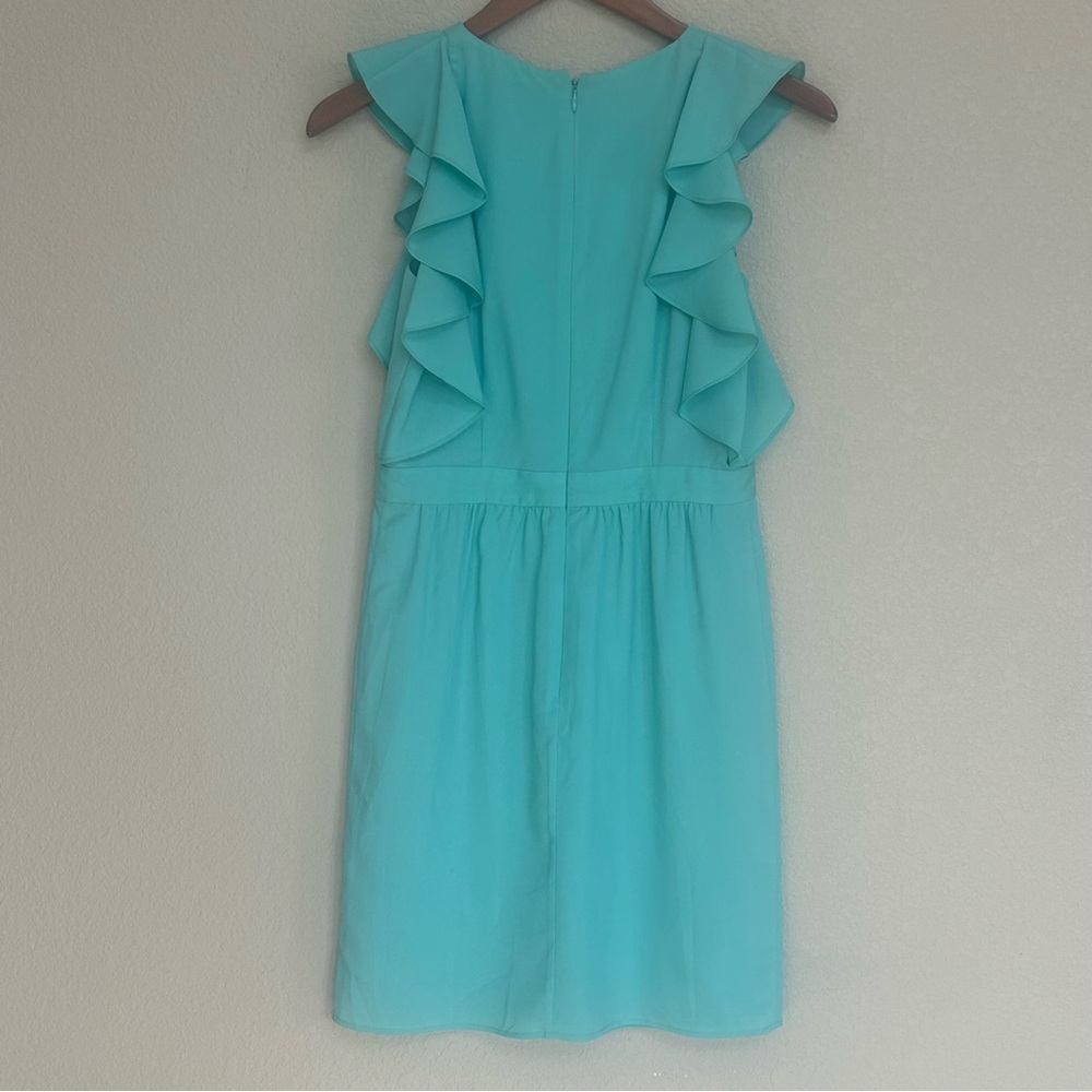 NWT Shoshanna Aqua Blue Green Dress Women’s 0 Sheath‎ A-Line Ruffle Pleated - Picture 3 of 10